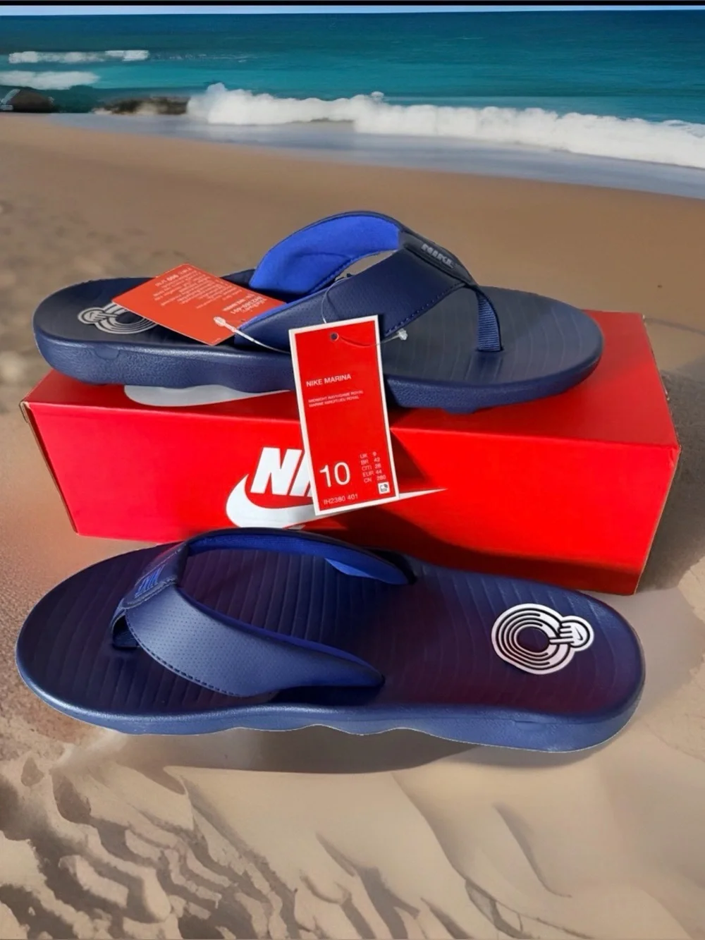 Nike Marina Men's Size 10 Flip-Flop Sandals. Midnight Navy Blue. New In Box